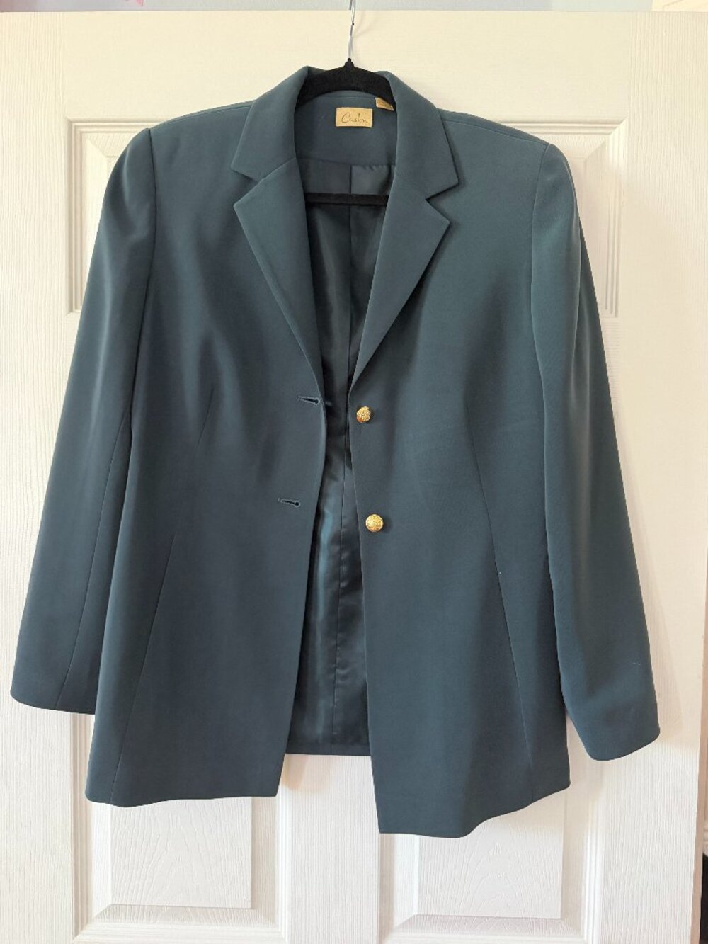 Caslon Teal Tailored Blazer Size L | Gold Button Jacket | Quiet Luxury